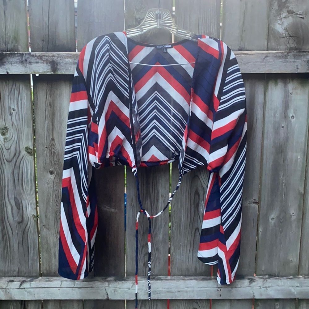 Fashion Nova sheer crop top open cardigan sz. M